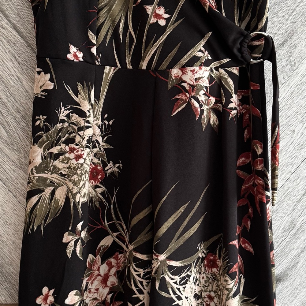 Dex Black and Olive Floral Jumpsuit